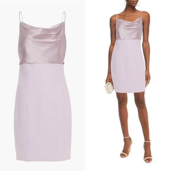 cinq a sept Dresses & Skirts - NWT!  CINQ À SEPT Karina draped silk satin-paneled lilac cady dress Size 8